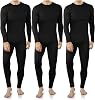 VZV 3 Set Thermal Underwear for Men Fleece Lined Long Johns Mens Thermals Top and Bottom Set Base Layer for Cold Weather