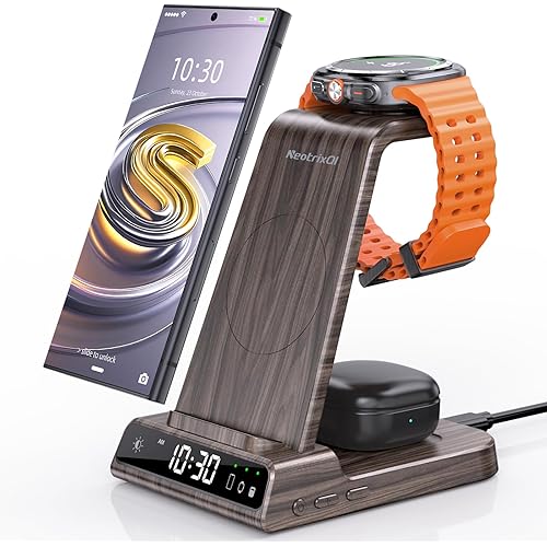 Wireless Charger for Samsung Charging Station, 3 in 1 Android Phone Charger for Samsung Galaxy S25 Ultra/S24 Ultra/S23/Z Fold7/Flip7, Galaxy Watch 8/8 Classic/Ultra/7/6/5, Galaxy Buds 3 Pro/3