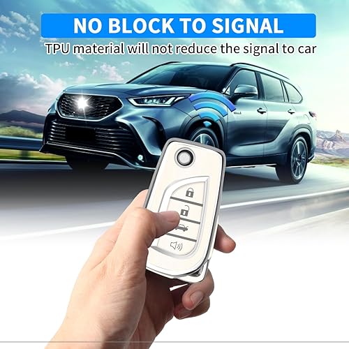 Miniatura 10 de QBUC Funda para llavero Toyota con llavero, funda de TPU suave para llavero de protección completa, compatible con Toyota Fortuner tundra Camry RAV4