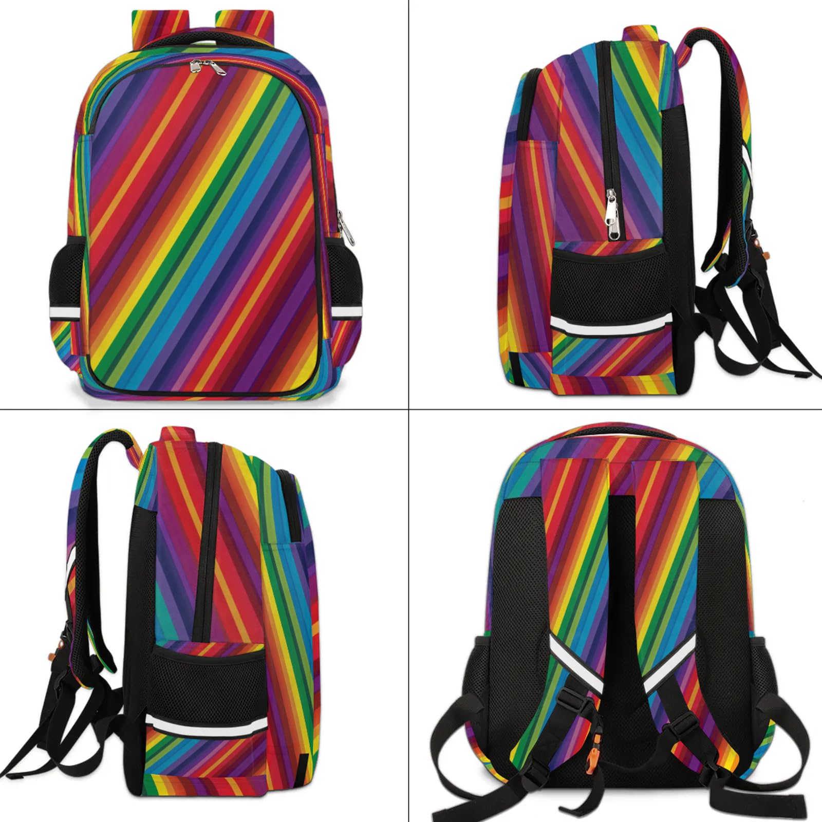 Geometryczny tęczowy plecak wielofunkcyjny plecak o dużej pojemności szkolna torba na książki plecak turystyka podróż na co dzień laptop plecak torby dla chłopców dziewcząt mężczyzn kobiet, Kolor, L