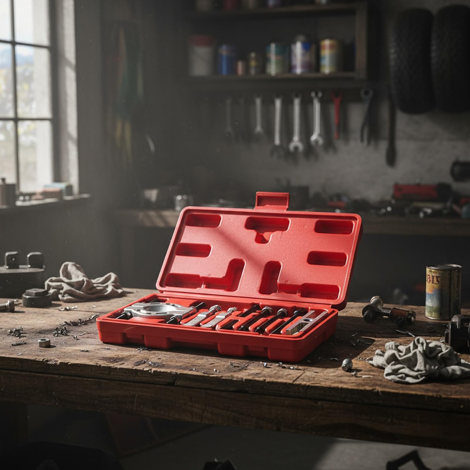 Heavy Duties - Set di 9 attrezzi in metallo, soluzione sicura per riparazioni domestiche, essenziale per officina, con organizer per riporre oggetti