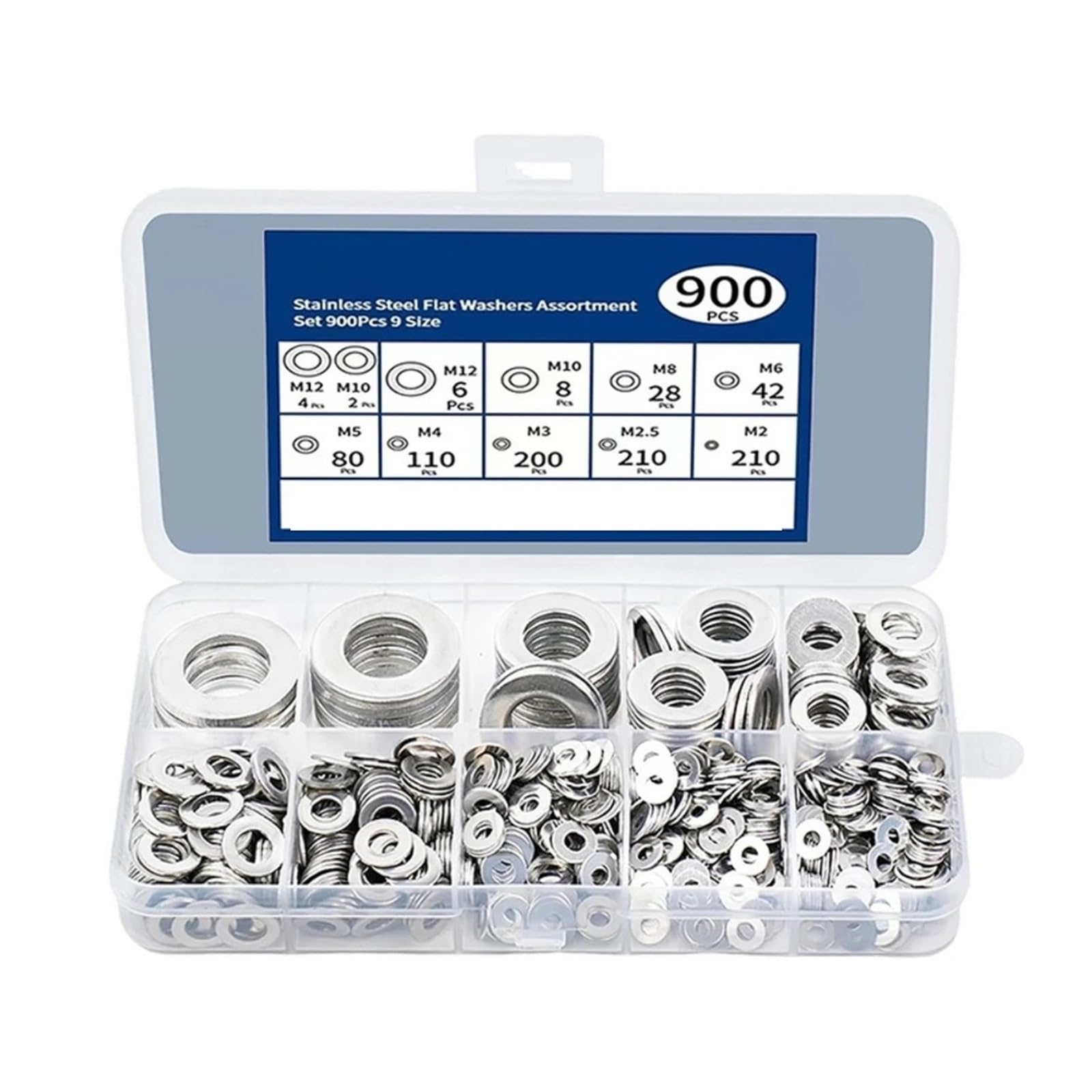 100/900Pcs Rondelles M2-M10 Inox