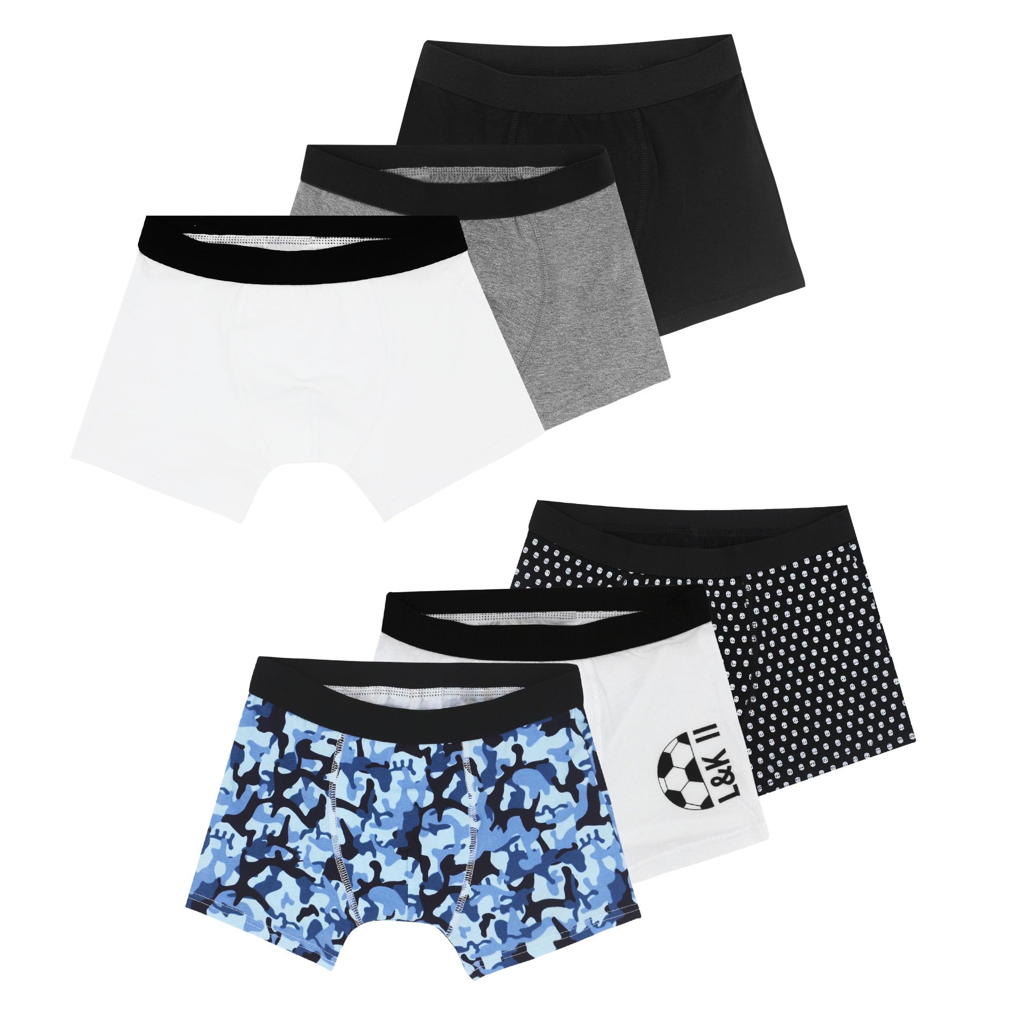Boys Underwear Printed Boxer Briefs Moisture Wicking Breathable Assorted 10-Pack 1604