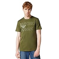 EMPORIO ARMANI T-Shirt Girocollo da Uomo con Logo audace, Verde