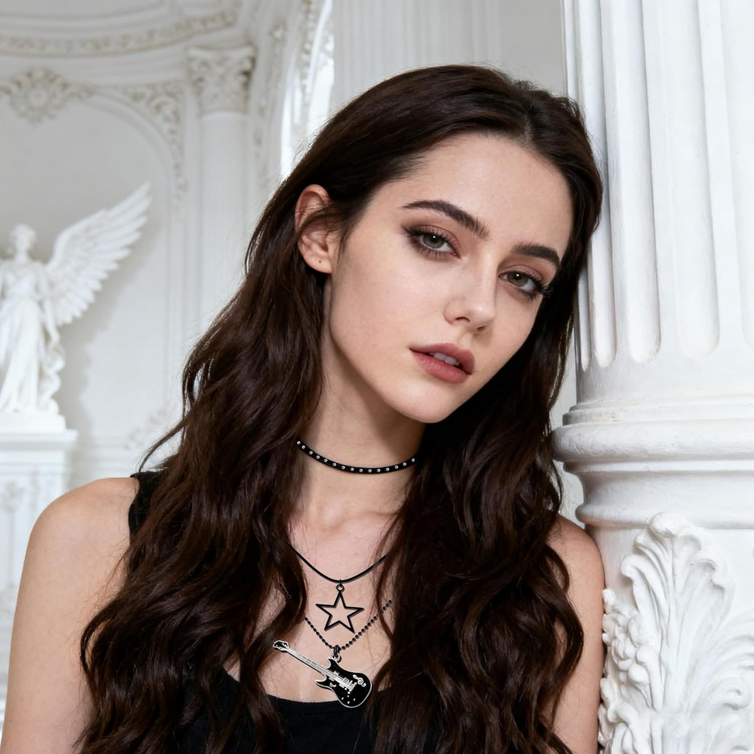 LIUANAN Music Note Necklace for Women, Layered Guitar Pendant, Musical Marching Band Jewelry, Music Teacher Gift, Punk Rock Vintage Music Decor - Image 4