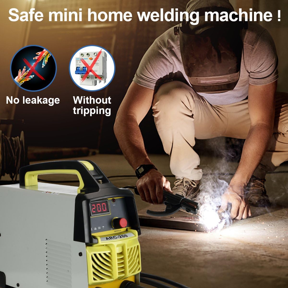 ARC Welding Machine AC DC 200 AMP IGBT Inverter Welder, 110V Welding Machine LCD Display Smart welders Suit 2.5-3.2 MM Welding Rod Equipment with Accessories Tools - Gray