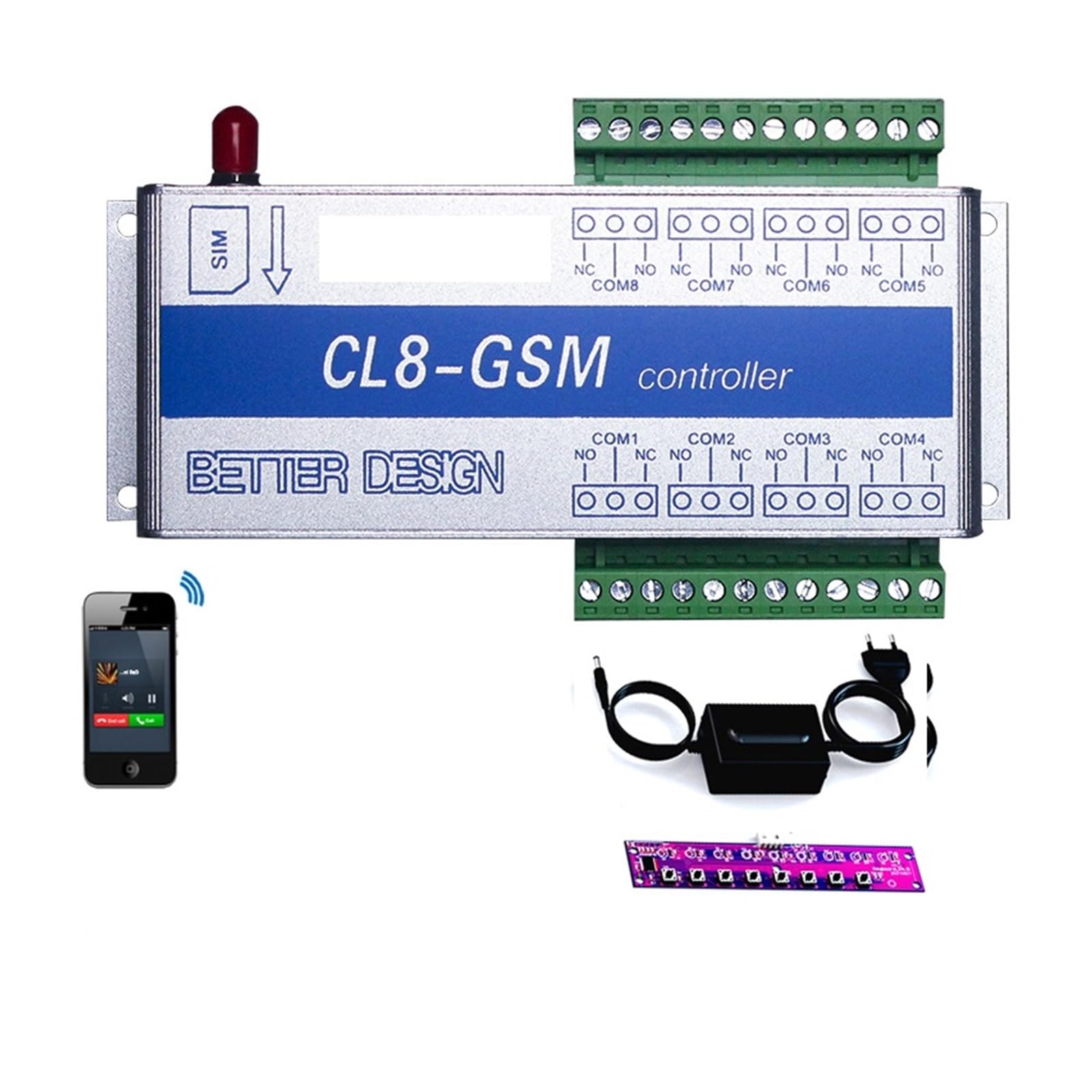 Kit de sistema de seguridad de hardware para abridor de puerta CL8-GSM-NC de alarma de alerta SMS inalámbrico Monitoreo de temperatura Alarma GSM + Sensor con alerta de falla de energía(Kit3)