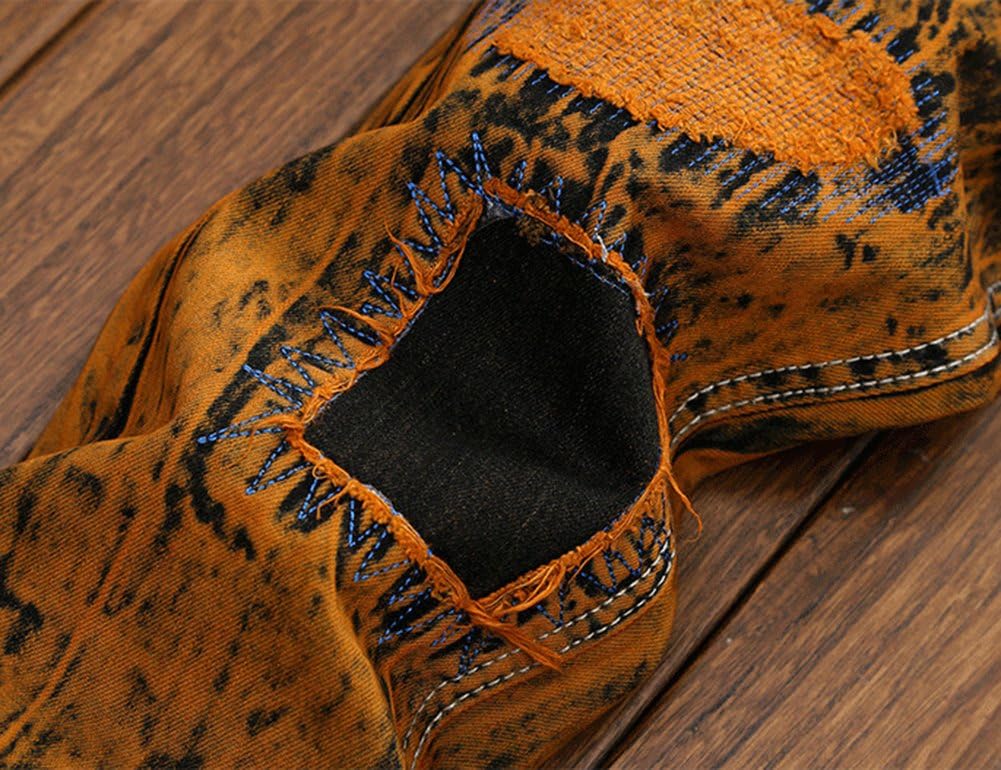 Enrica Men's Ripped Straight Slim Moto Biker Jeans - Image 4