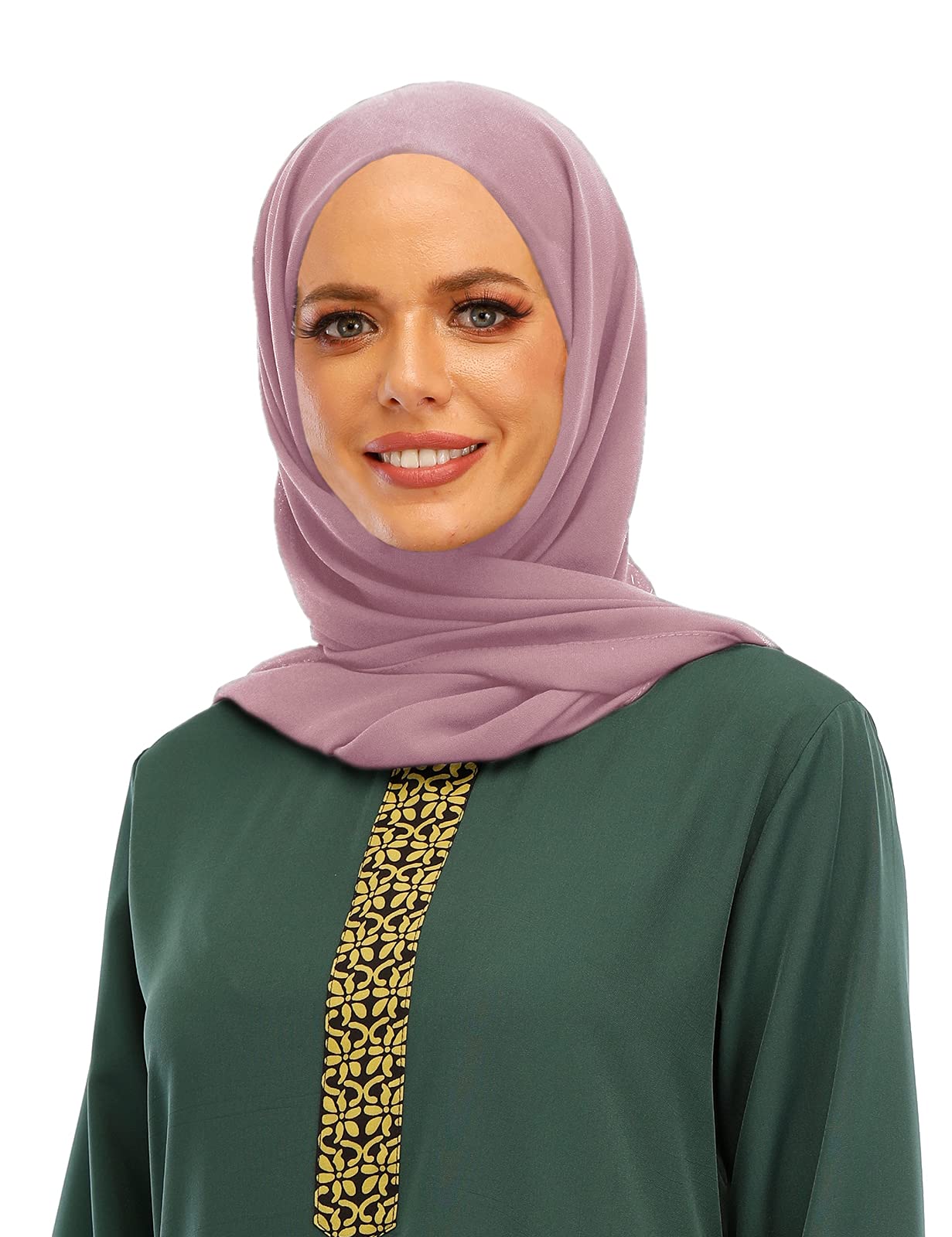 Abetteric Womens Bubble Chiffon Scarf Fashion Hijab Solid Color Muslim Shawl Instant Wraps