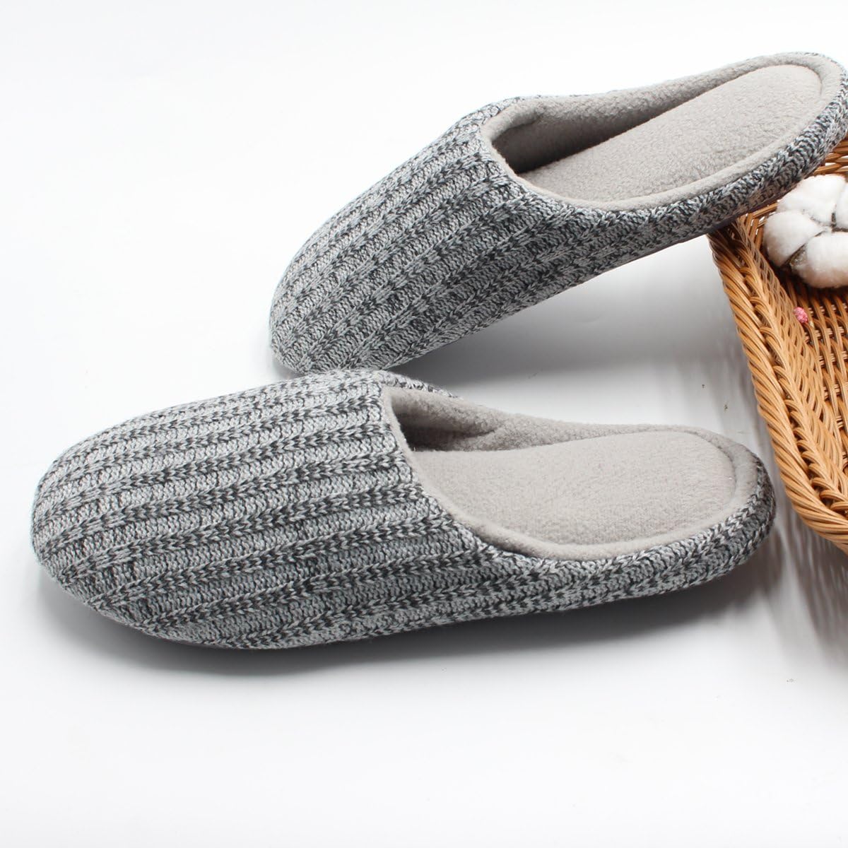 Vista 5 de ofoot Pantuflas de casa de espuma viscoelástica de algodón lavable para mujer, para el hogar, para interiores, para dormitorio, ligeras