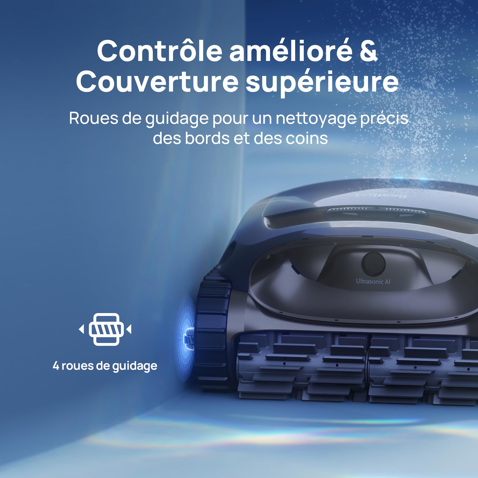 Beatbot AquaSense 2 robot piscina pareti e fondo,Linea d'acqua,Senza Fili | Parcheggio intelligente. Pulisce pavimento, pareti e linea d'acqua con doppio passaggio, Per piscine fuori terra e interrate