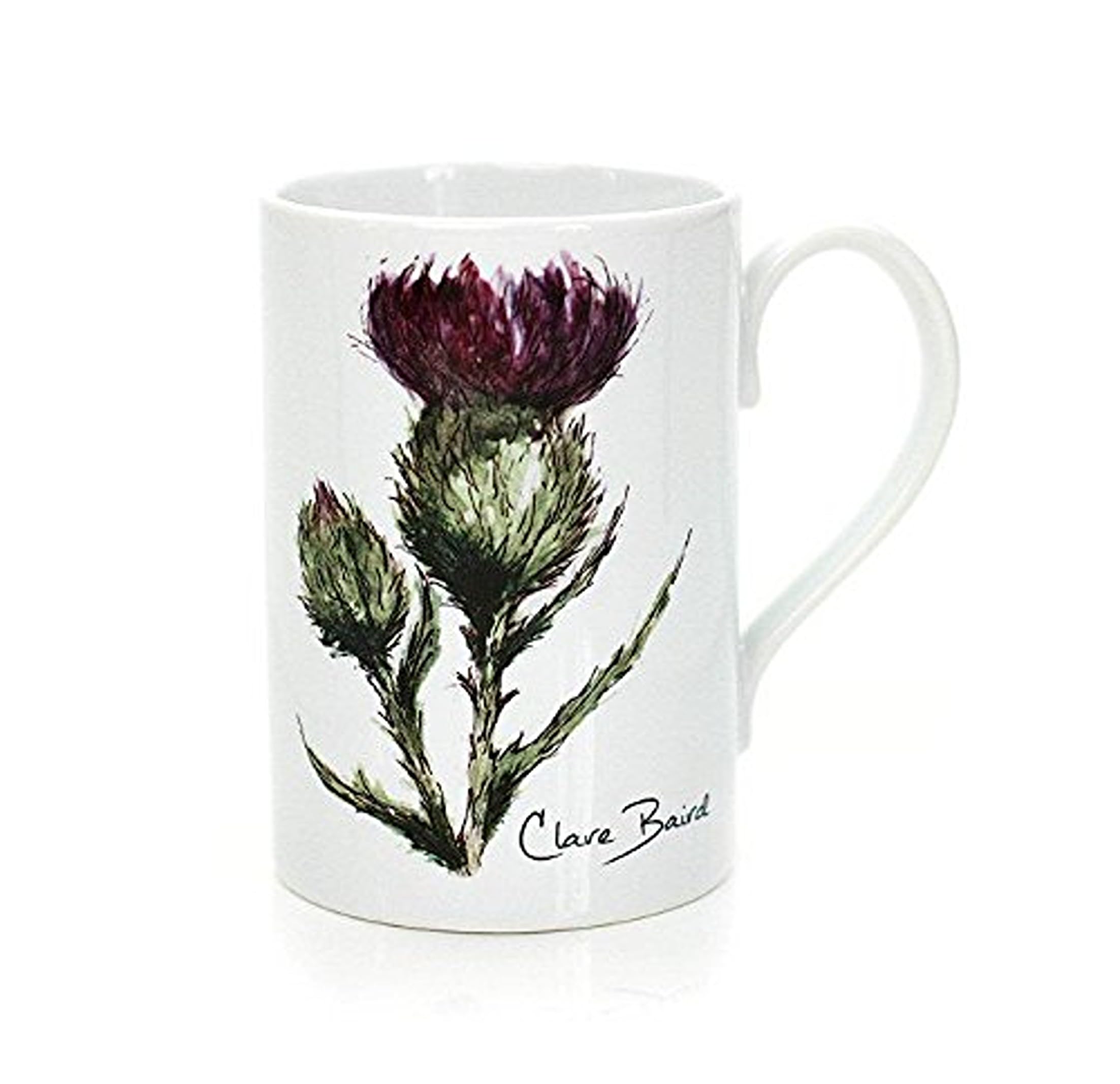 Clare Baird Creations Purple Flower Of Scotland Porcelain Mug In A Scottish Thistle Design