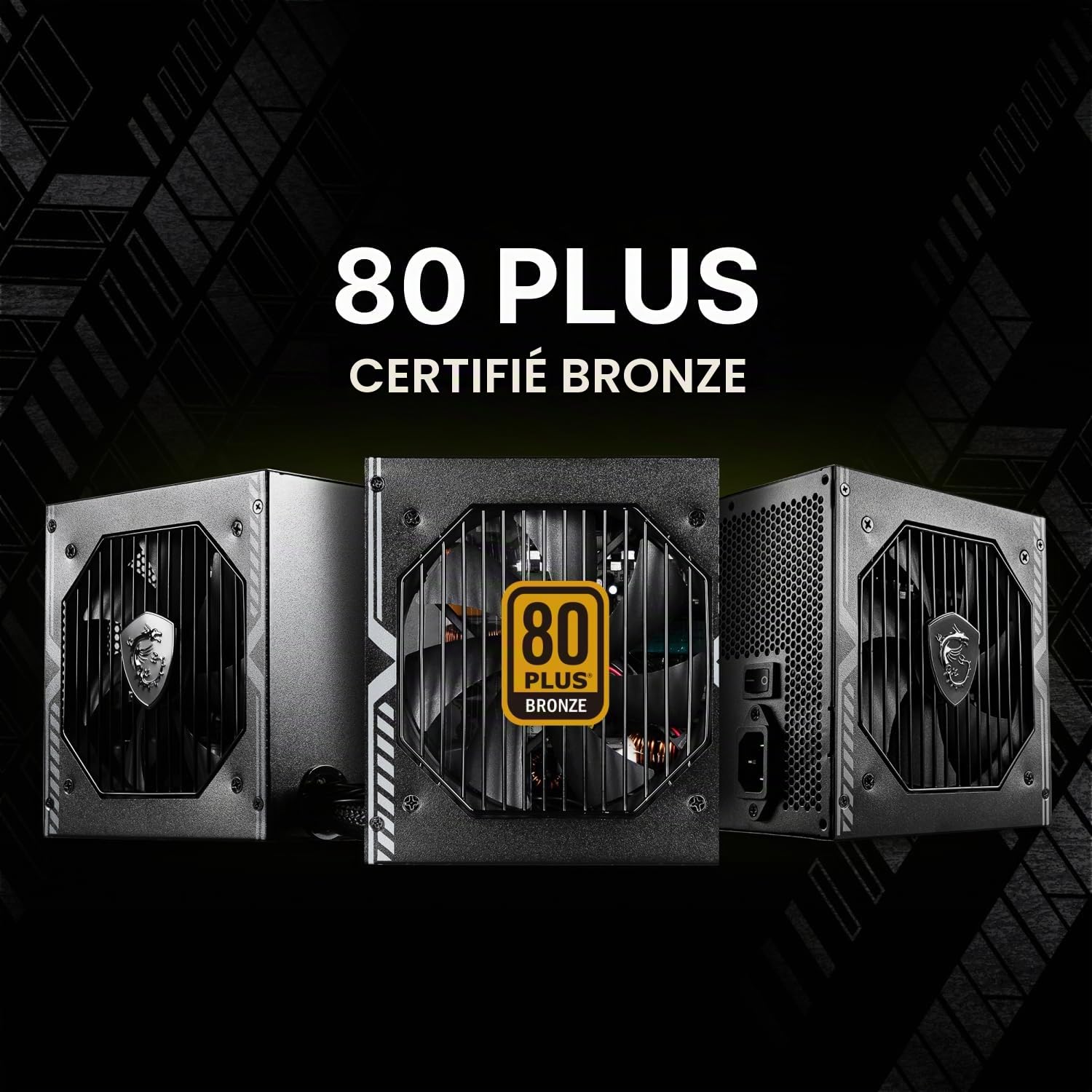 MSI MAG A750BN PCIE 5 Alimentation de Jeu – Compatible PCIE 5.0 – Certifié 80 Plus Bronze 750 W – Taille compacte – PSU ATX