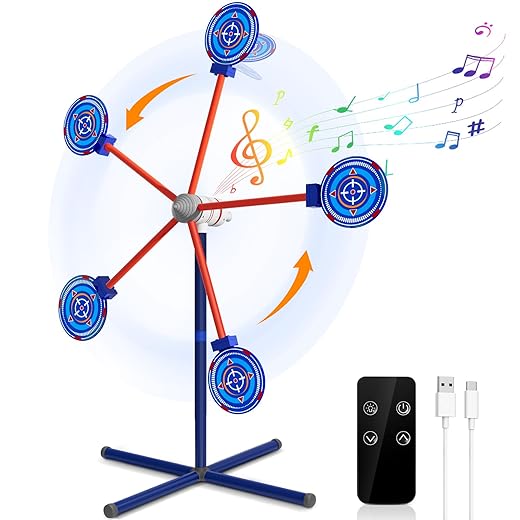DX DA XIN Rocket Rotating Targets Toy for Kids Shooting Practice for Nerf Guns Outdoor Party Games Toys Christmas Ideal Gift for Kids 3 4 5 6 7 8 9 10 11 12 Year Old Boys Girls
