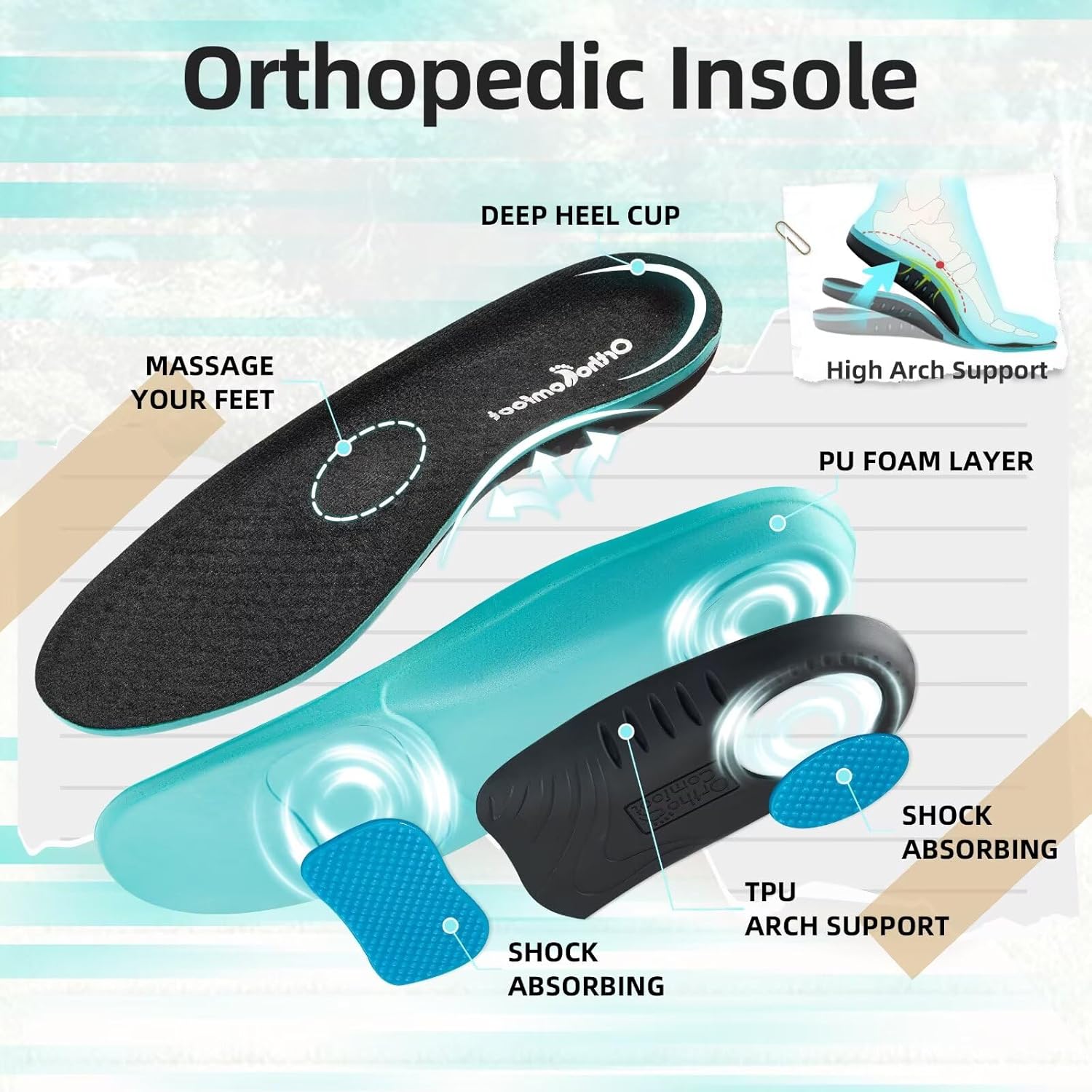 OrthoComfoot Men's Orthopedic Arch Support Walking Shoes: Comfortable Cushioned Plantar Fasciitis Relief Shoes, Breathable Orthotic Fashion Sneakers for Foot and Heel Pain - Image 5