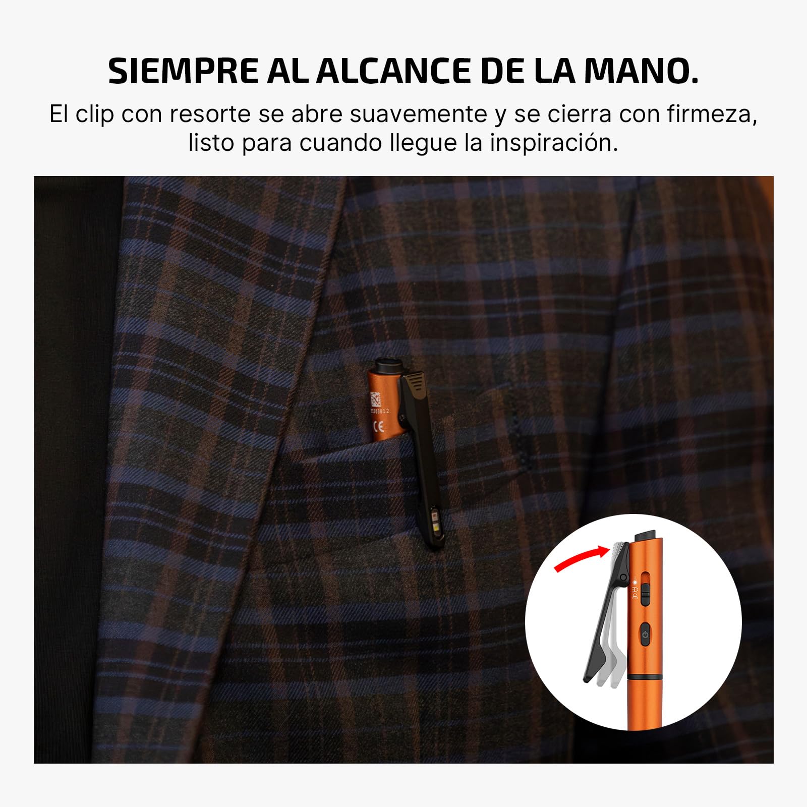 OLIGHT Open 3 Linterna de Bolígrafo LED de 120 Lúmenes con Luz Roja y Verde, Linterna Recargable EDC portátil y fácil de cargar para Escribir, Trabajar, Aventuras, Negocios Profesionales (Naranja)