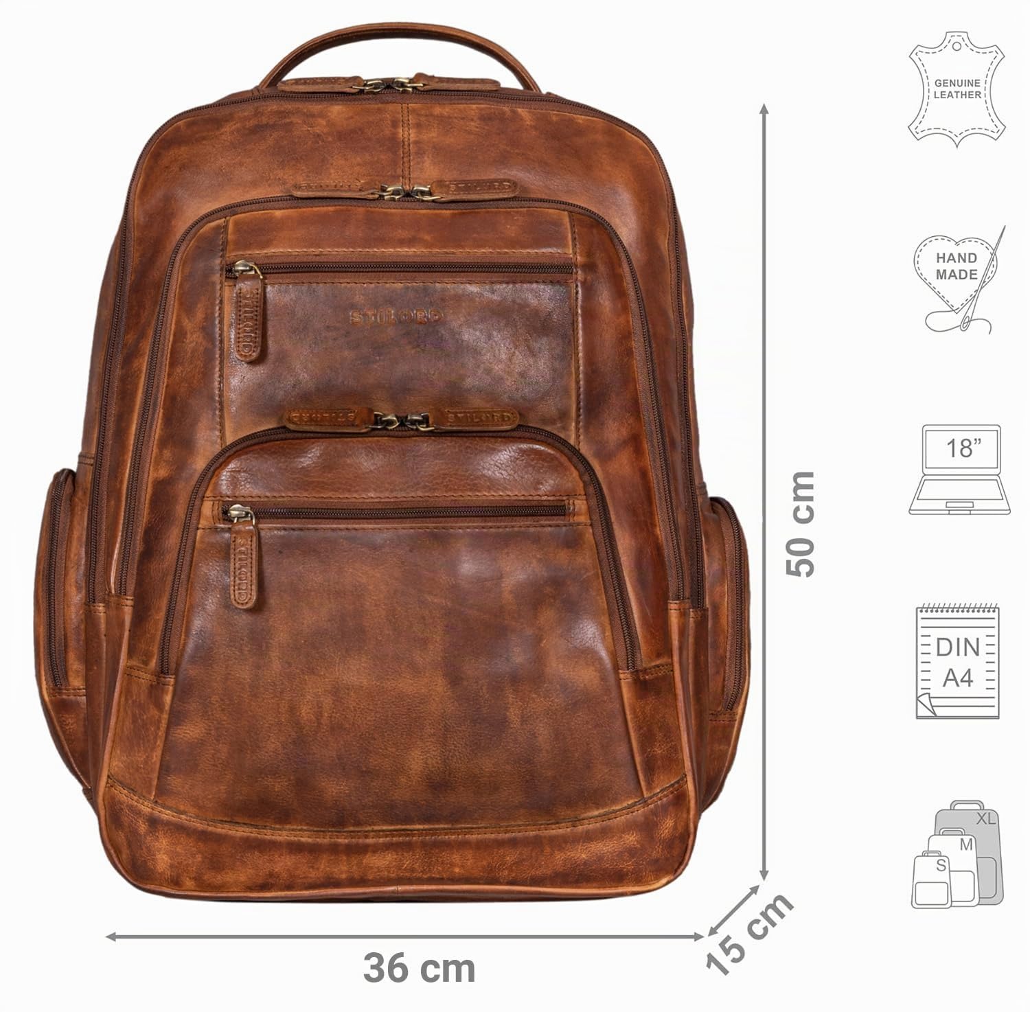STILORD 'Igor' Zaino Pelle Porta Pc 17-18 Pollici Uomo e Donna Zaino Laptop Business Zaino viaggio grande Borsa per insegnanti lavoro ufficio e studenti