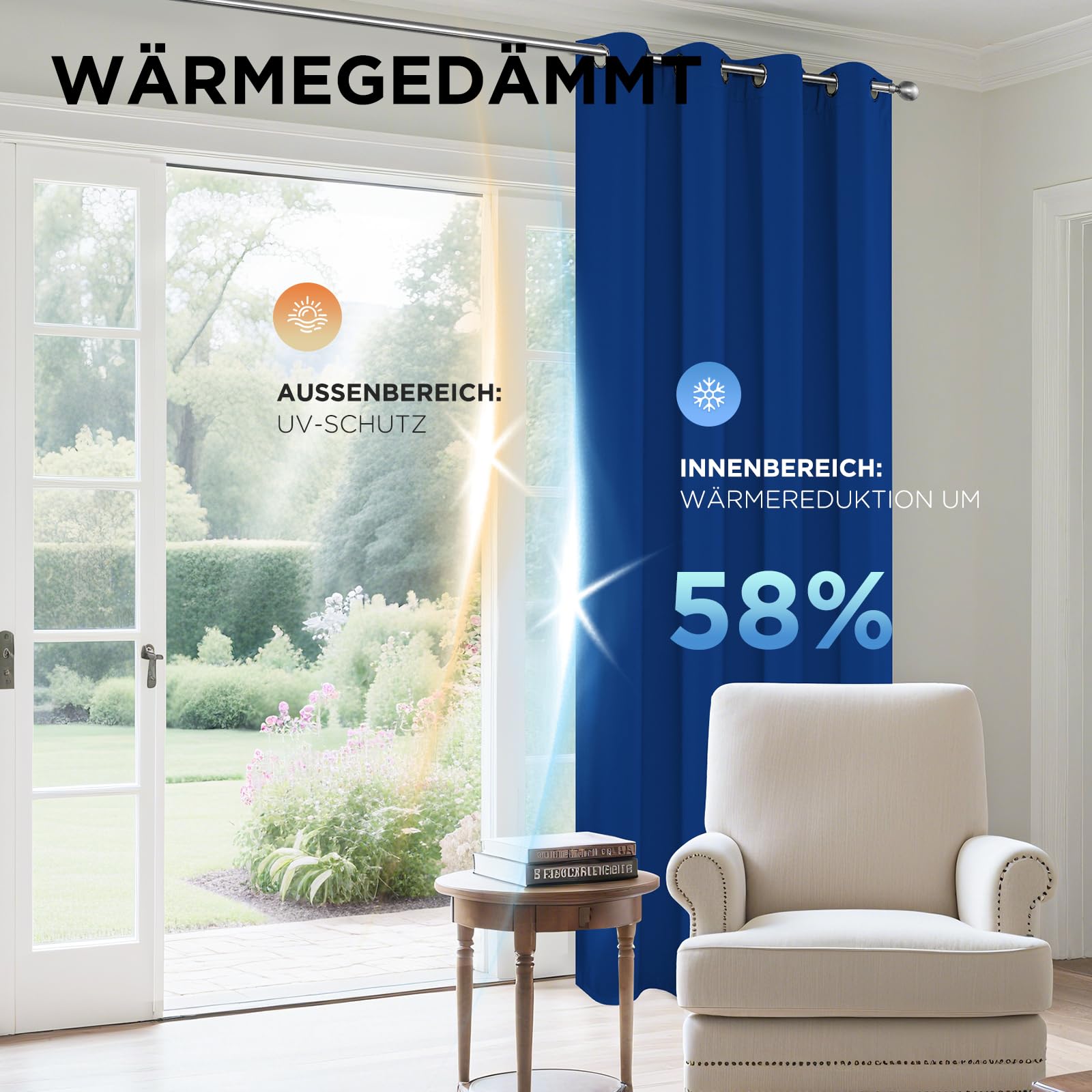 Joydeco Blickdichte Vorhänge mit Ösen Gardinen 2er Set – Bild 5