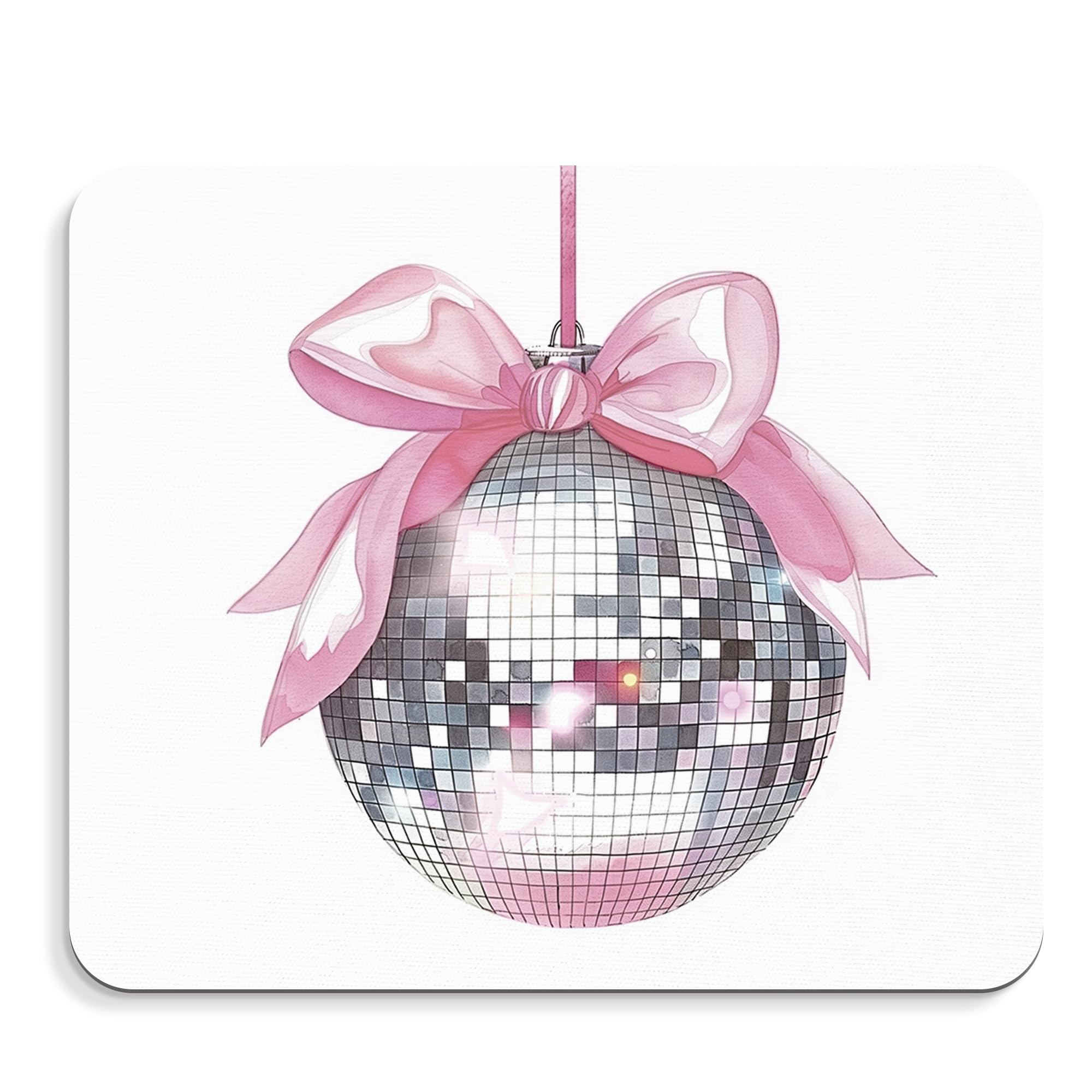 BAYOGITA Coquette Western Mouse Pad - Y2k Pink Bow Mousepad, Disco Ball Preppy Desk Mouse Pad, Girly Coquette Bow Office Mousepads, Gifts for Employees, Western Preppy Coworker Gifts, 9.5x8 Inches