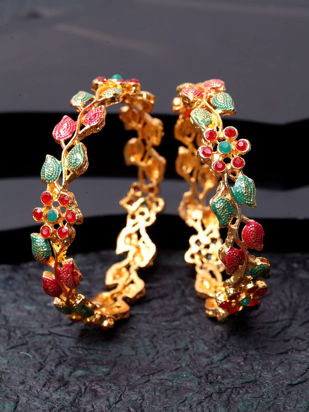 Plated Set of 2 Traditional Bangle (11306b_2.4)