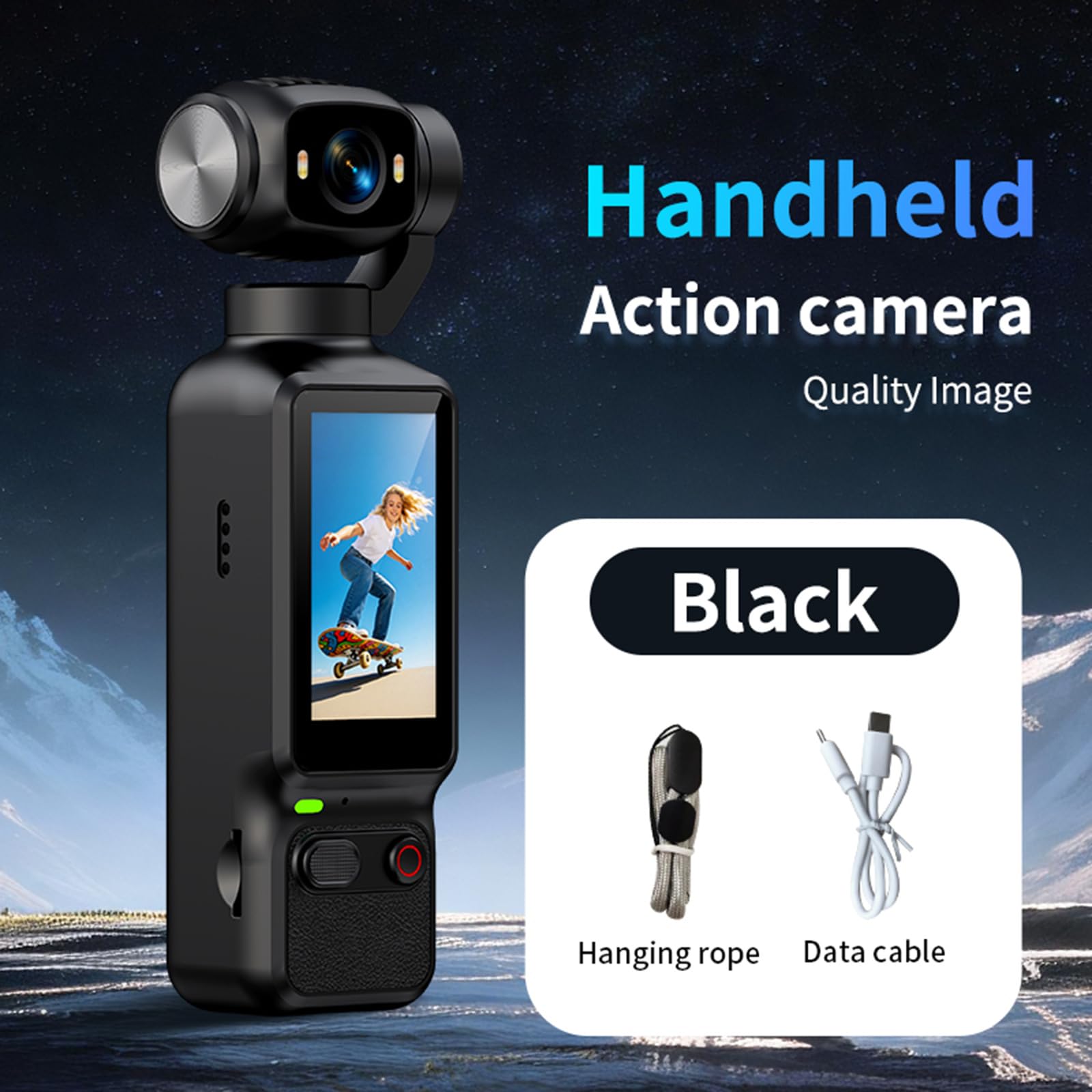 4K HD Vlogging Camera 180 Gradi Rotazione Lens Handheld Action