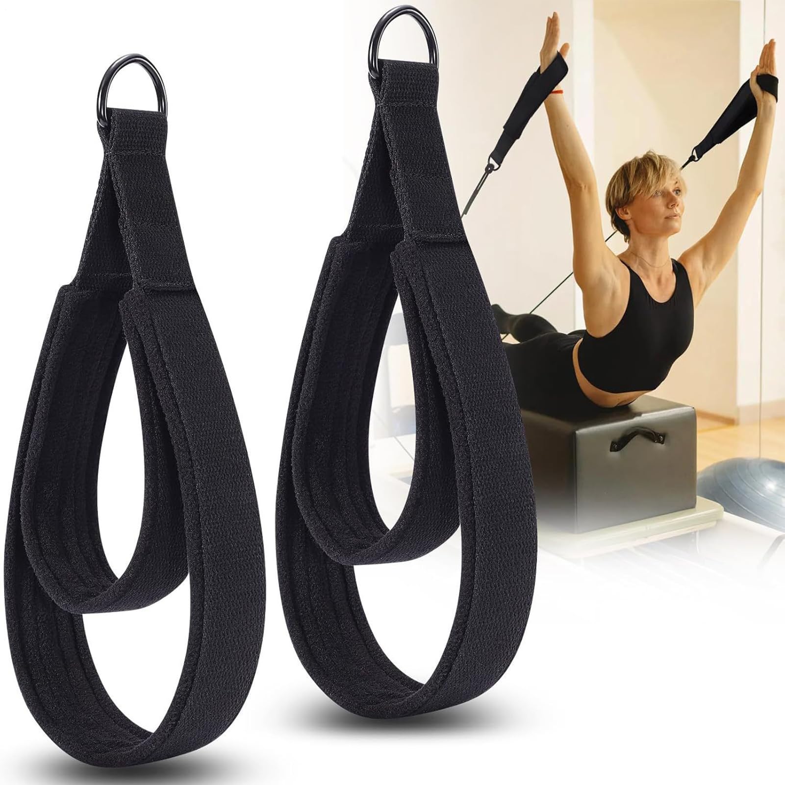 Sangles Pour Reformer Pilates | Accessoires Fitness À Anneau En D - Sangles D'Entraînement Musculaire | pour Adultes Athlètes Débutants Enthousiastes de Fitness Professionnels Occupés Salle