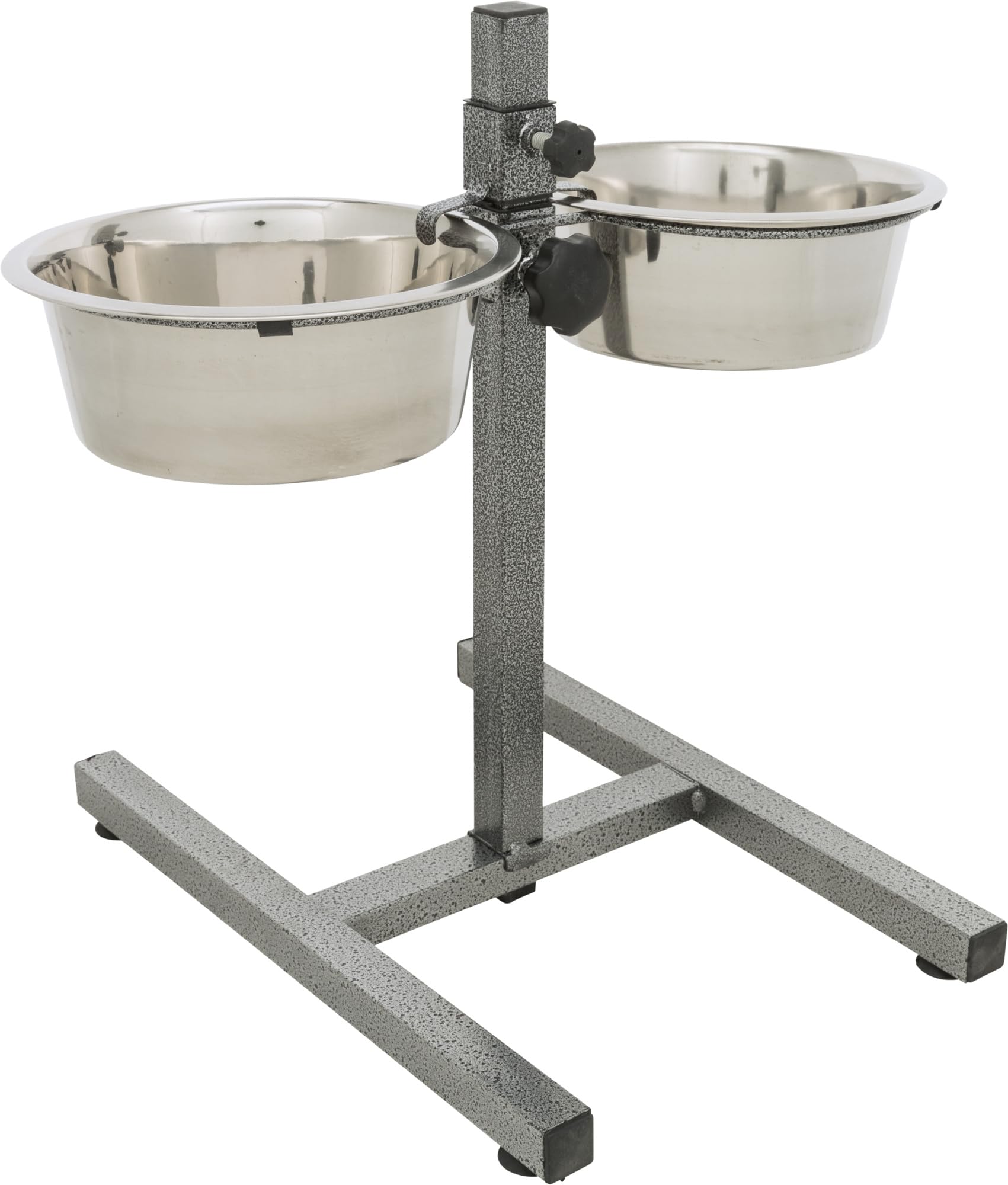 TRIXIE Hundebar mit 2 Edelstahlnäpfen - höhenverstellbar - Napfarretierung und Klapperschutz - justierbare Gummifüße - spülmaschinengeeignet - Metall/Edelstahl - 2 x 1,8 l - ø 21 cm - 24921