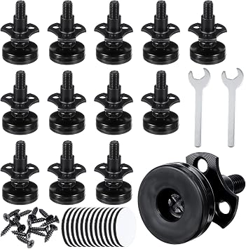 12 Packs Heavy Duty Furniture Levelers 3/8-16 Thread w/ T-Nut Kit Furniture Leveling Feet Adjustable Furniture Levelers for Tables,Cabinets,Chairs,Workbench,Sofa and More,Large Base Supports 2640LBs
