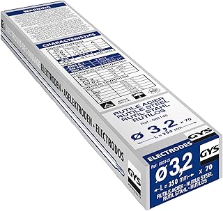 GYS, Métal d'Apport MMA, 70 Baguettes/Électrodes de Soudage Enrobées Rutiles E6013 Ø 3,2 mm x 350 mm, Demi-Étui, Pour Soudage Acier Toutes Positions
