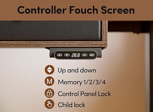 Miniatura 5 de BANTI Escritorio eléctrico de pie ajustable en altura con 4 cajones, mesa de 55 x 24 pulgadas con estante de almacenamiento, escritorio de pie para