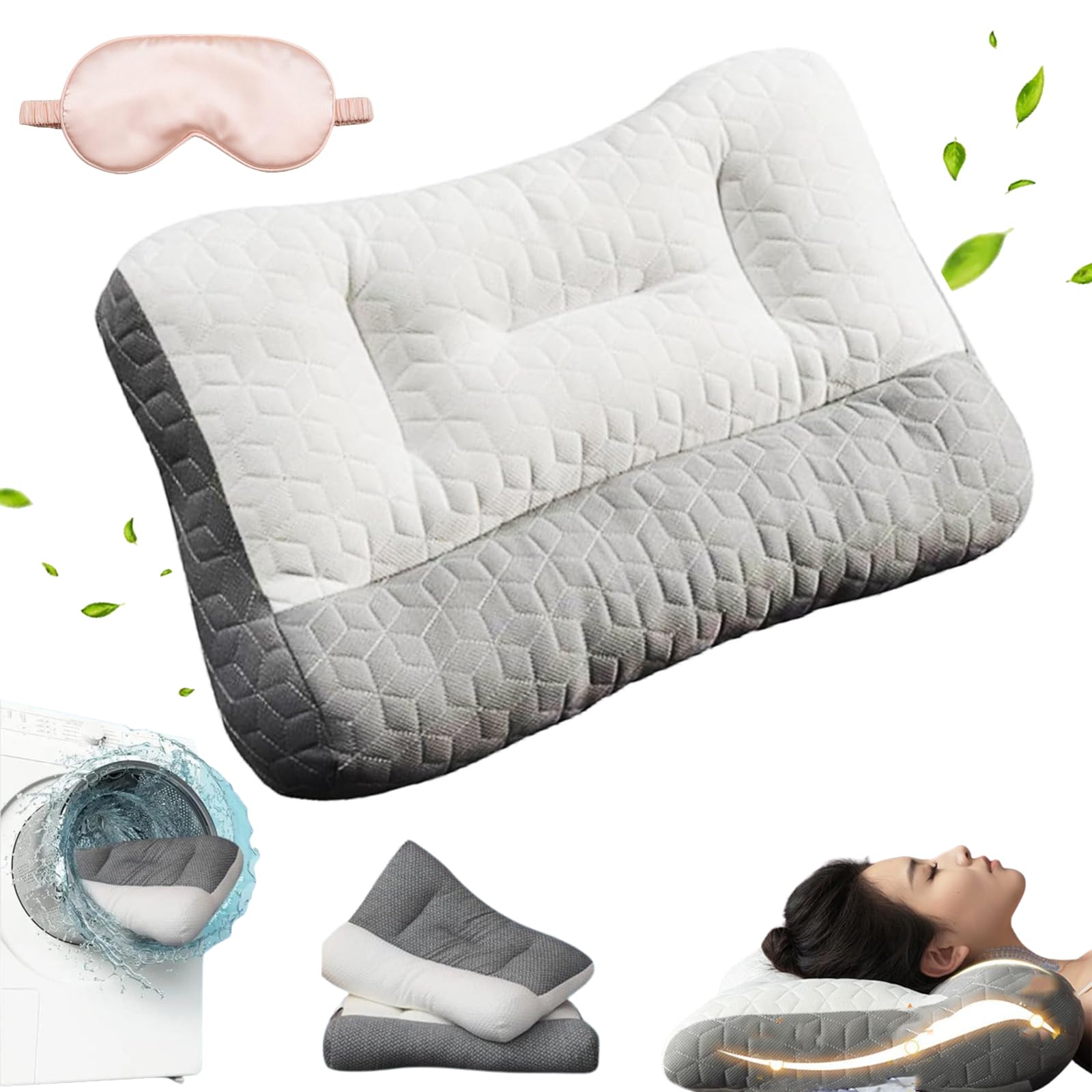 Proease Pillow for Sleep Apnea, Proease Pillow, Proease Sleep Apnea Pillow, Proease Orthopedic Deep Sleep Pillow, Proease Cervical Neck Pillow, Super Ergonomic Pillow for Neck and Shoulder (White)