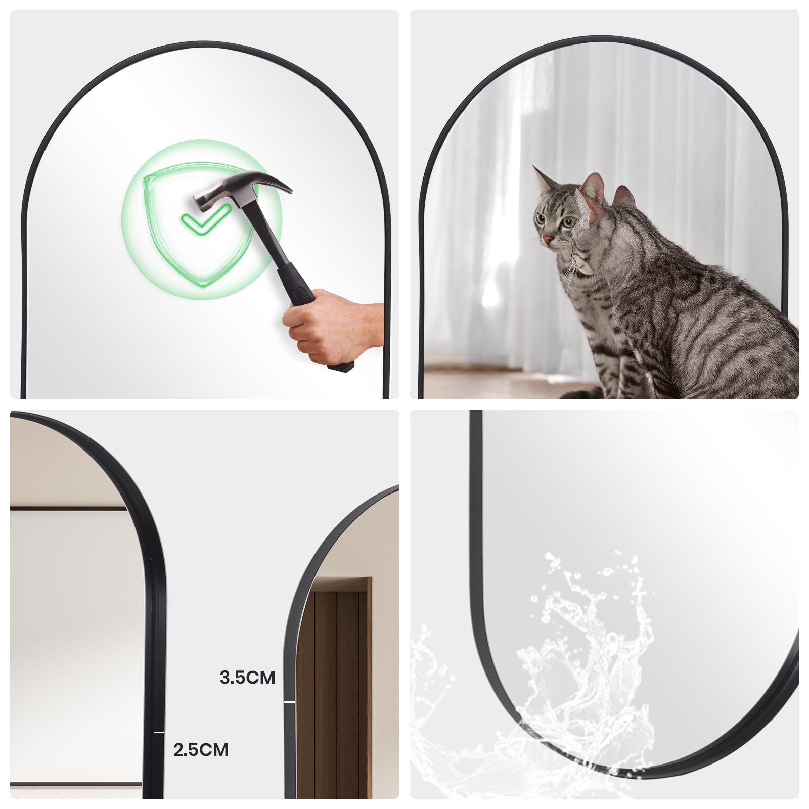 Specchio Ovale Da Bagno 61x91 Cm – Nero, Cornice In Metallo, Montaggio Orizzontale/verticale, Sicurezza - 2