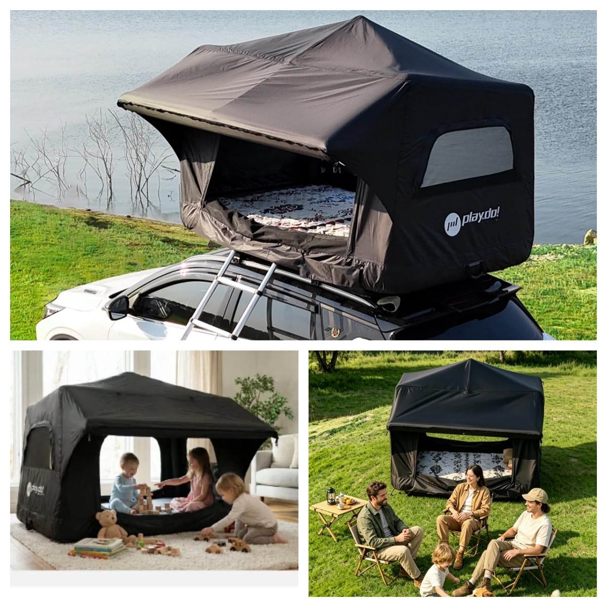 TentHome Tenda da Tetto Auto Gonfiabile 2-3 Posti, Tenda sopra Tetto Auto Esterno Impermeabile, Facile da Montare, Rapida