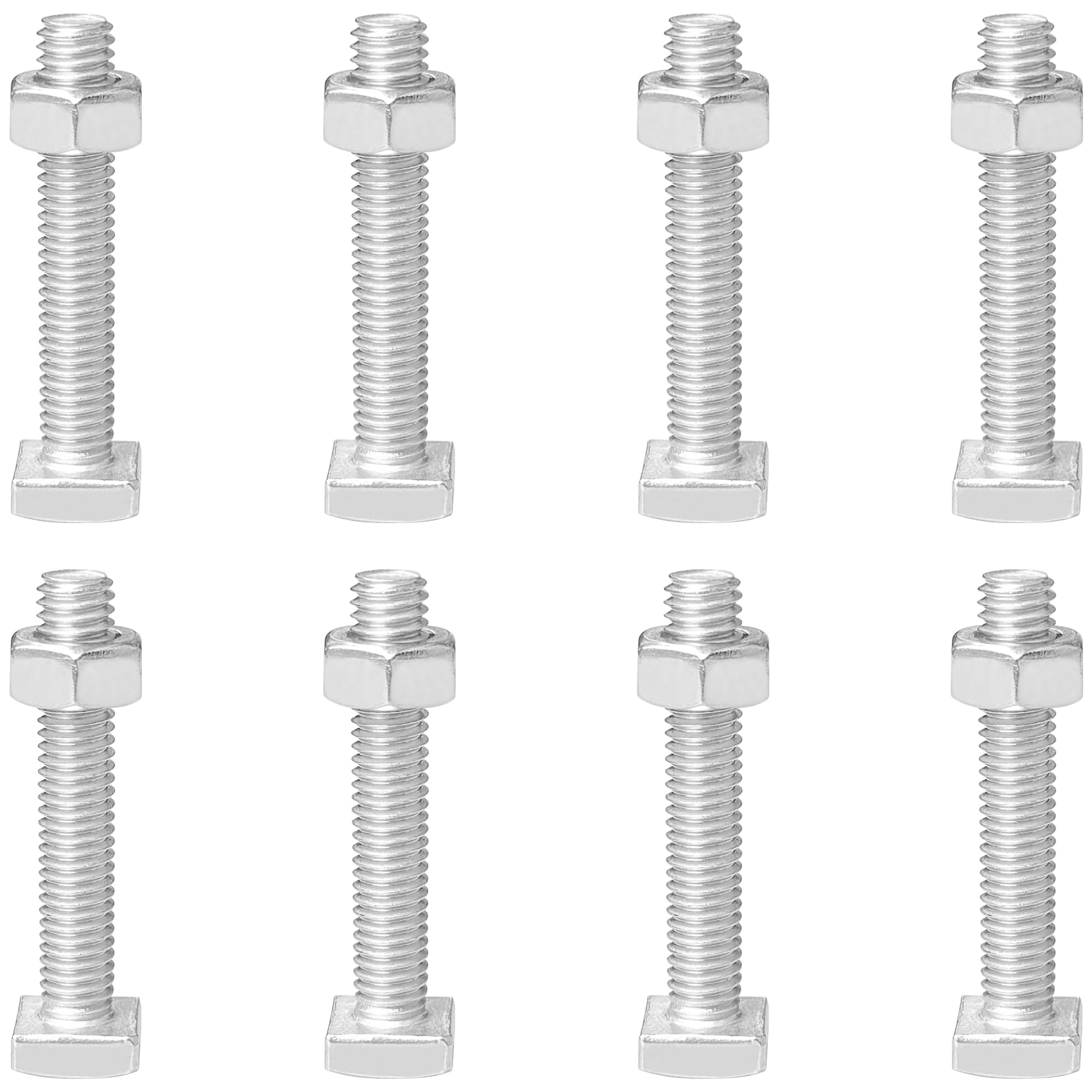 8 PCS Stainless Steel Square Head Bolts Screws (M6*35mm), Silver - Image 3
