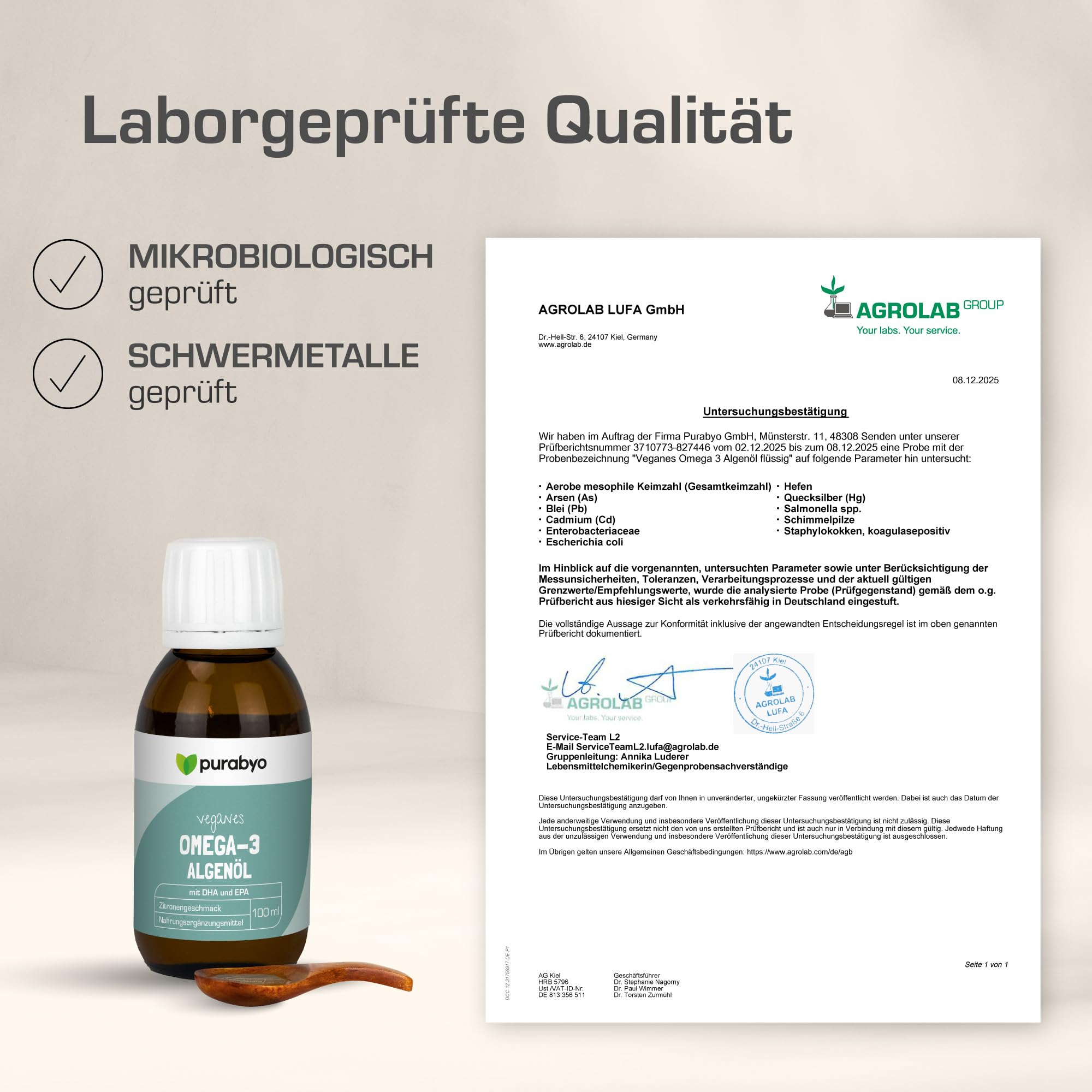 Algenöl flüssig Omega 3 VEGAN | im Glas | Veganes Algenöl | Omega 3 Fettsäuren DHA und EPA | hochdosiert | Hoher EPA Gehalt | 315 mg DHA und 105 mg EPA (Packung mit 2)