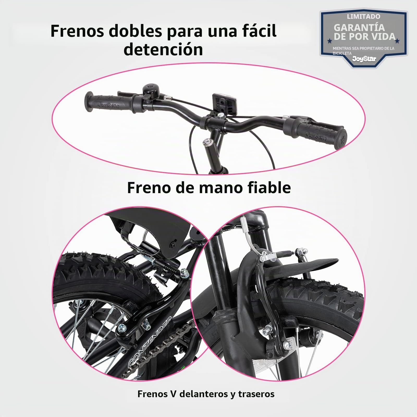 JOYSTAR Contender 20" Bicicleta de montaña para niños con suspensión, Cuadro de Acero y transmisión de 1 Velocidad con Pata de Cabra, Azul y Negro,Verde,Rosa