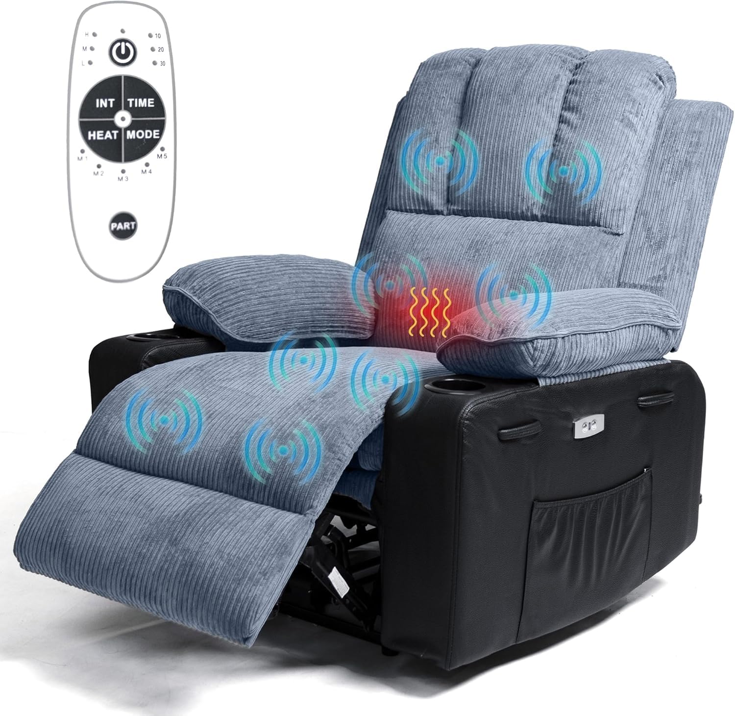 VIOLHEDOElectric Recliner Chair With Massage, Heating, Adjustable Home Theater Modern Ergonomic Design for Living Room, Grey