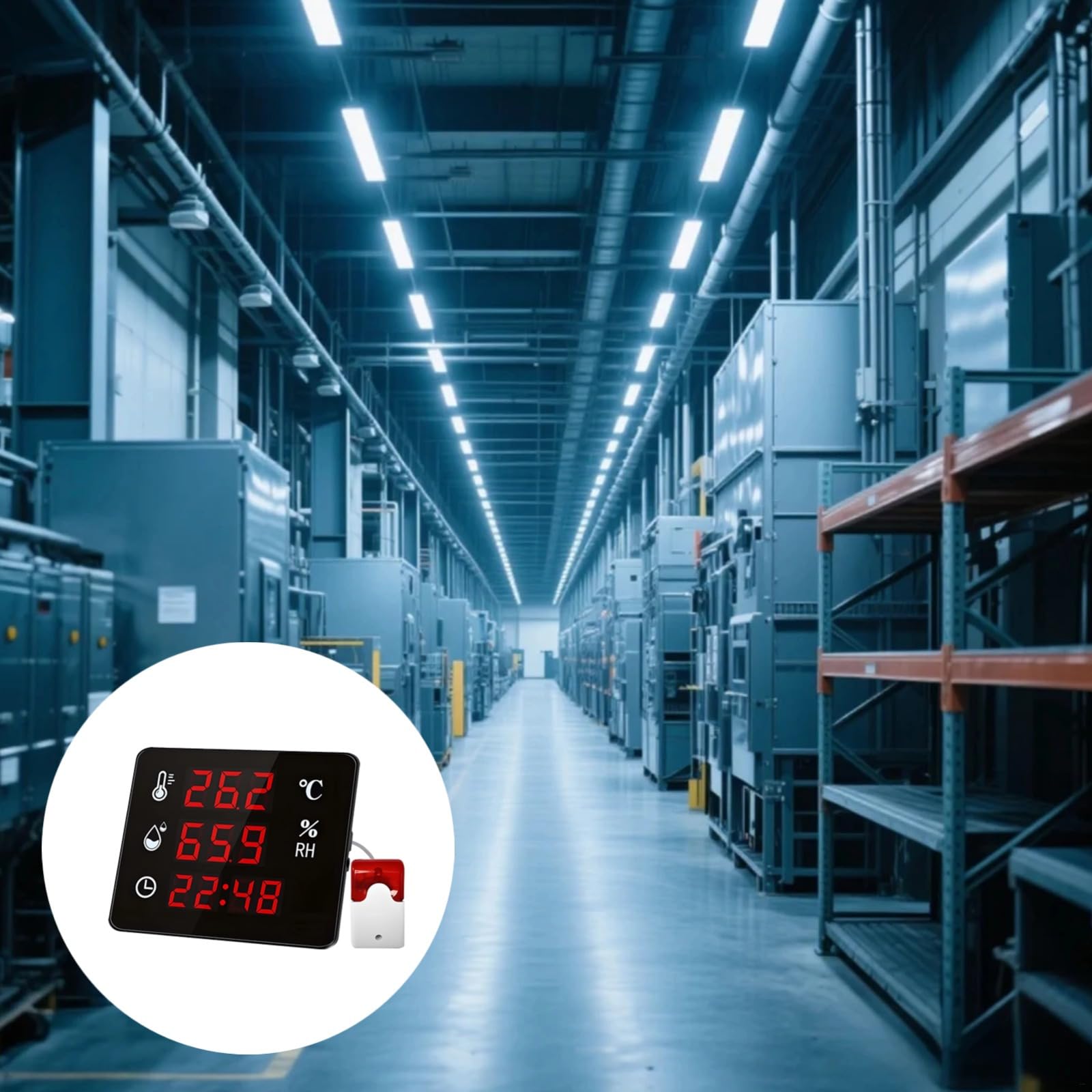 Monitor digital de temperatura y humedad con sonda externa, sistema de alarma y pantalla grande, -40 ℃ ~ 80 ℃ para uso en interiores y exteriores