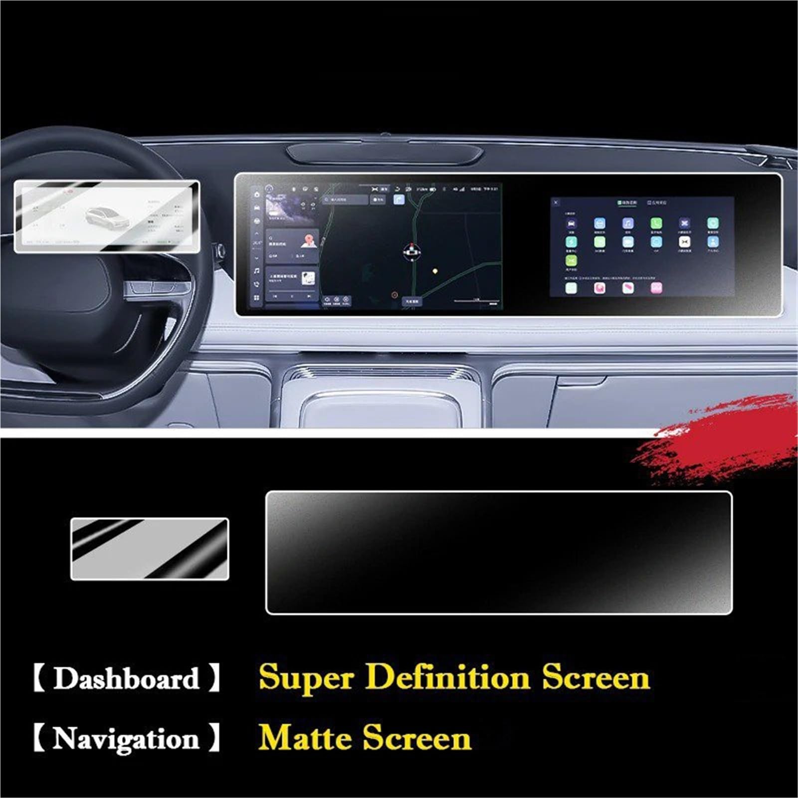 Film Protecteur d'écran LCD HD pour GPS de Voiture Xpeng/Xiaopeng G9 (2022-2025) (2 pièces écran Mat SD)