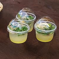 Vista 5 de Vasos de postre con tapas de cúpula, paquete de 50 tazas de postre con tapas, vasos de postre de plástico, vasos desechables para fiestas, cuencos