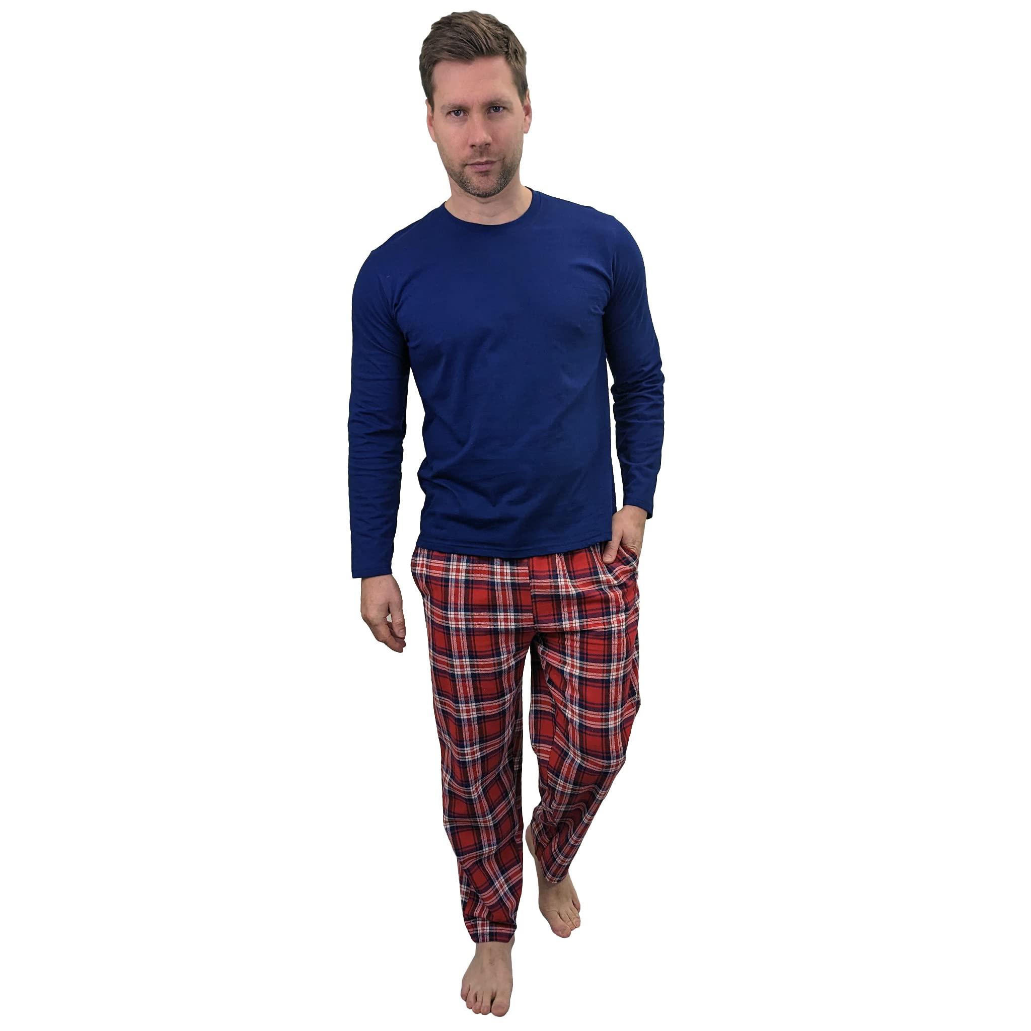 kruxader Men's Pyjama Set | 100% Cotton PJs | with Pants & Long Sleeve Top with Dragon Pattern | Elastic Waistband and Drawstring, blue, XL-picture-48