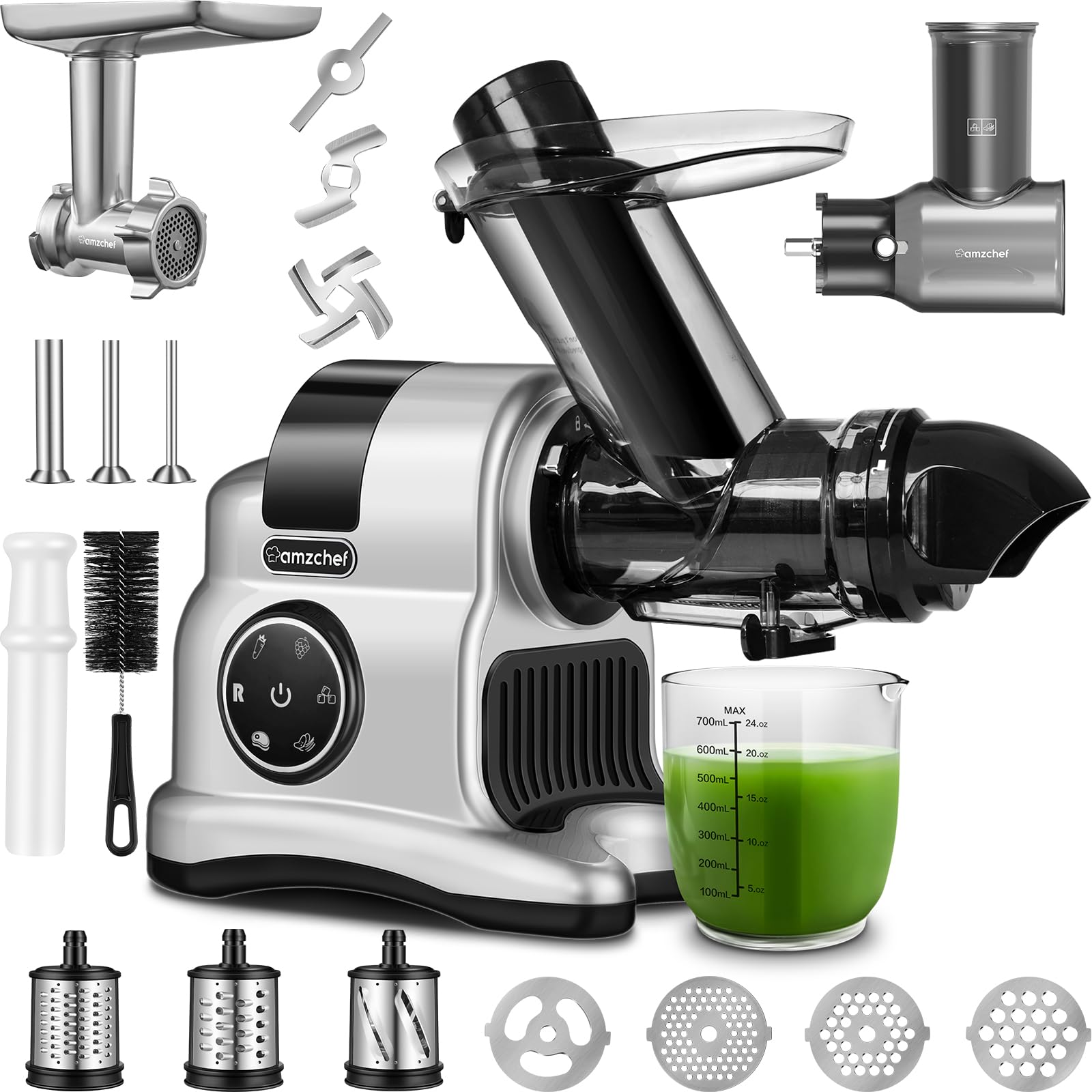 Slow Juicer Machines, AMZCHEF 5in1 Multifunctional Cold Press Juicer
