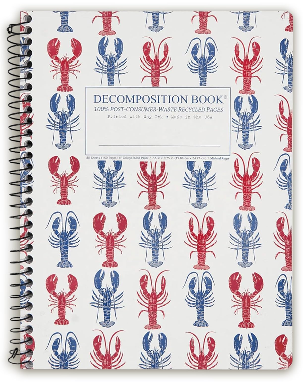 Decomposition Lobsters College Ruled Spiral Notebooks – 9.75 x 7.5 Journal with 160 Lined Pages – Notebooks for School Supplies, Home & Office – 100%