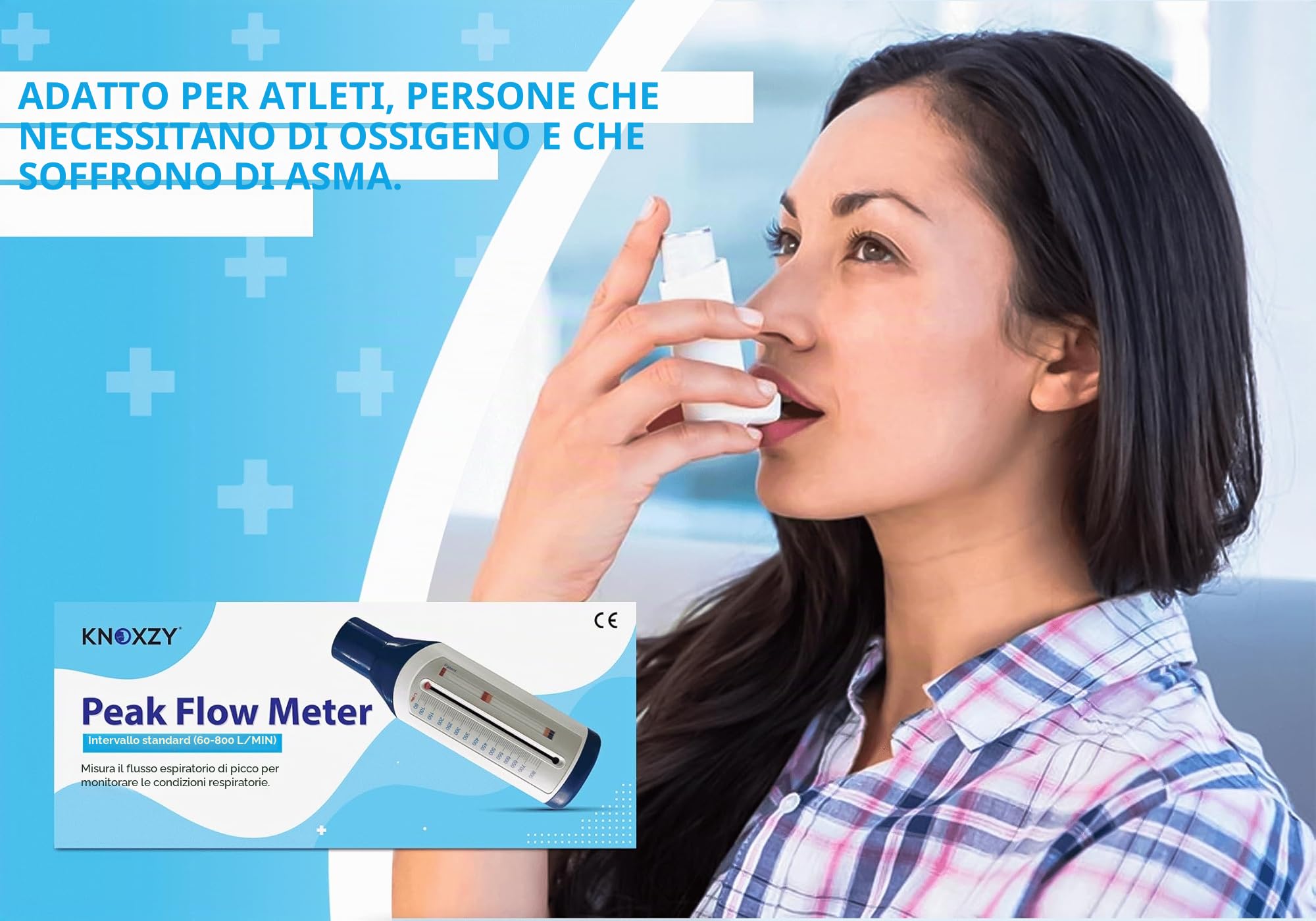 KNOXZY Misuratore di portata di picco per adulti per monitorare la funzione polmonare, misuratore di flusso espiratorio per monitorare le condizioni respiratorie, dispositivo di allenamento per il