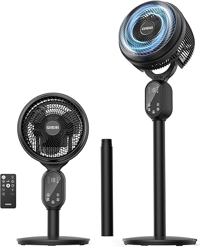 Ventilador para dormitorio, ventiladores de pedestal oscilantes inteligentes de 90 + 90, ventiladores de pie para el hogar, 12 velocidades, 4 modos,