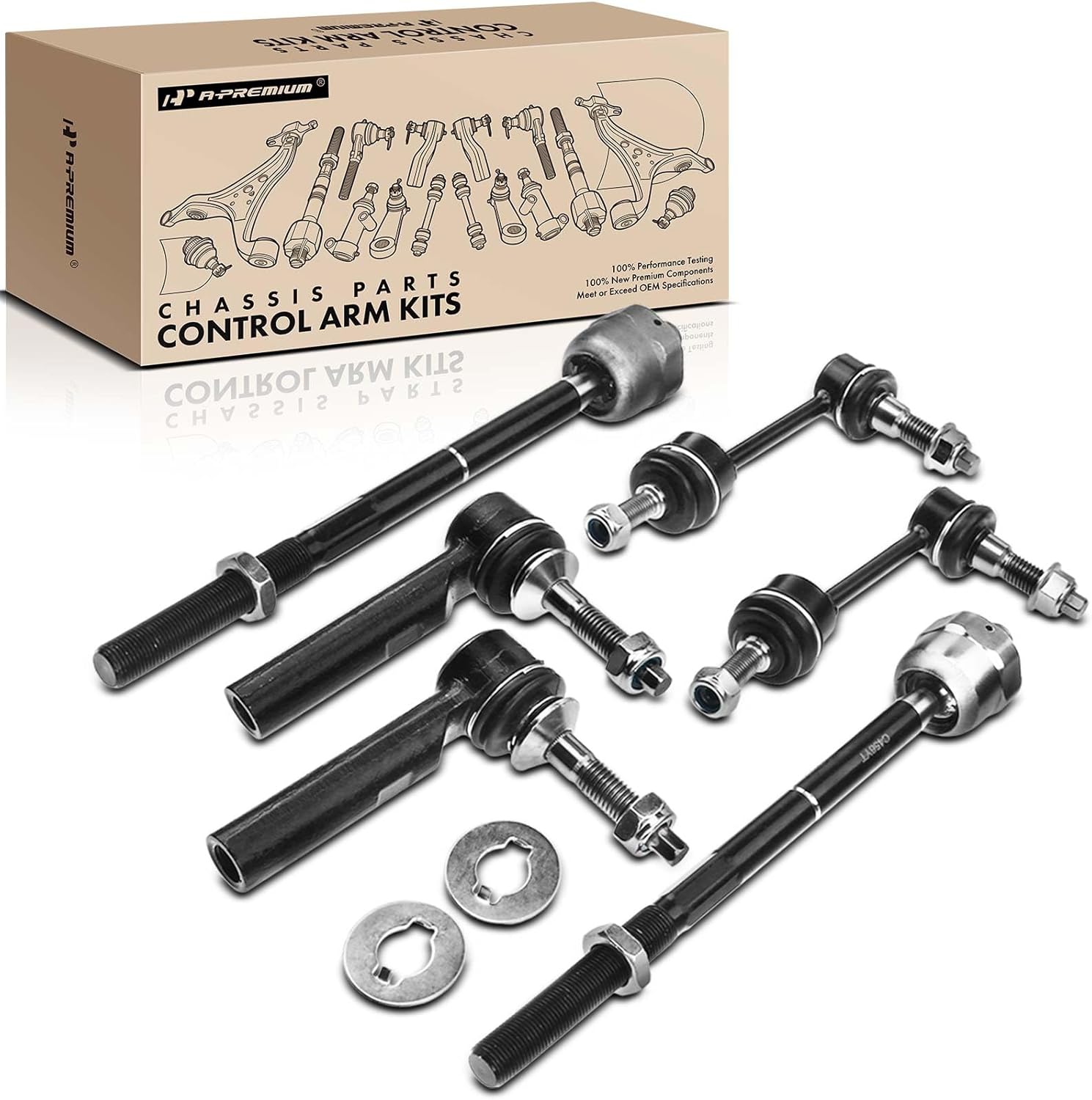 A-Premium Set of 6, Front Sway Bar Link, Inner Outer Tie Rod End, Compatible with Ford Expedition 2003-2005, Lincoln Navigator 2003-2005