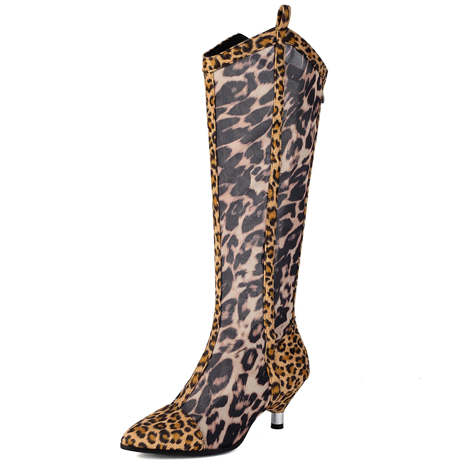 Mesh Air Mesh Leopard Summer Boots for Women Vintage Lace Halloween Costume Goth Victorian Boots