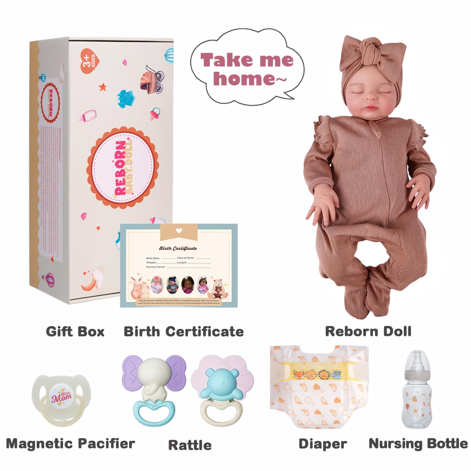 JIZHI Reborn Puppen 20 Zoll Reborn Babies Puppen Mädchen Realistische Baby Stoff Körper Schlafen Reallife Neugeborenen Look Real Lifelike Kleinkind Schließen Sie die Augen