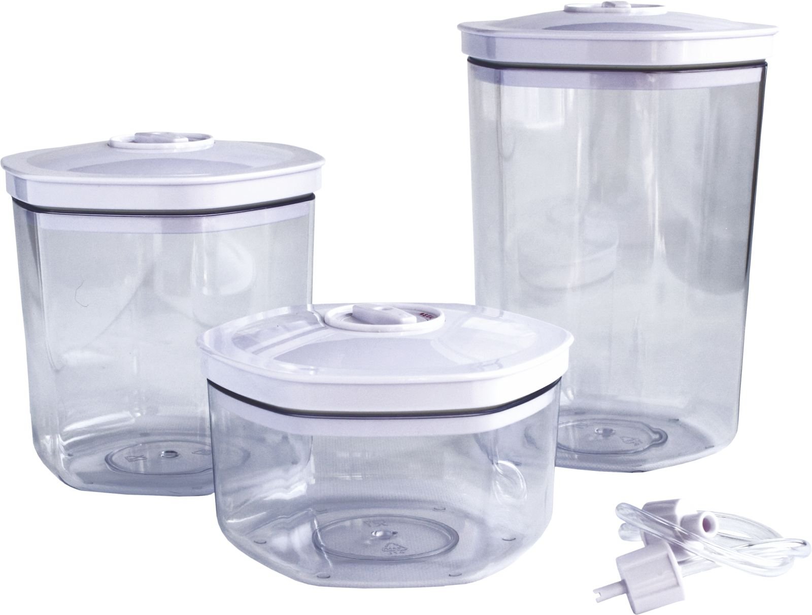 Maxxo VC1800 3 contenedores profesionales para máquinas de Sous Vide, Cajas de plástico resistente, sin BPA, volumen 0.7/1.4/2 l para todos tipos de envasadoras al vacío
