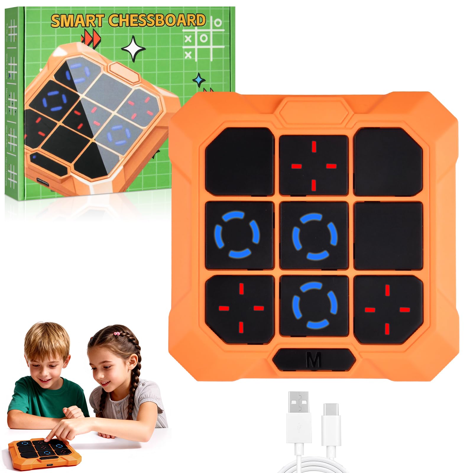 SylvaFusion Tic Tac Toe Game, 6-in-1 Handheld Puzzle GameConsole, Electronic Noughts And Crosses Game, Handheld Puzzle for Family Kids Adults, Birthday Gifts for Ages 3+, Strategy Children's Ga-me